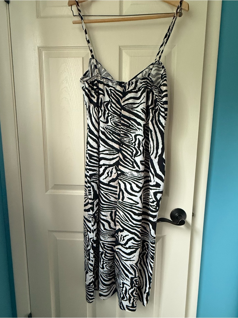 Boohoo Black and White Zebra Midi Slip Dress, US 18/UK 22